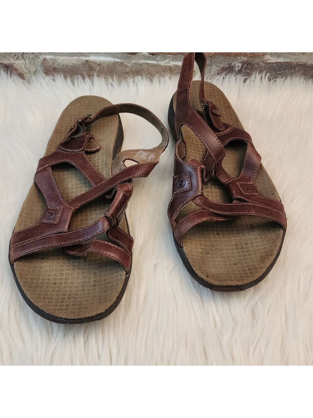 Women's Merrell Brown Leather Agave Sandals Size 10